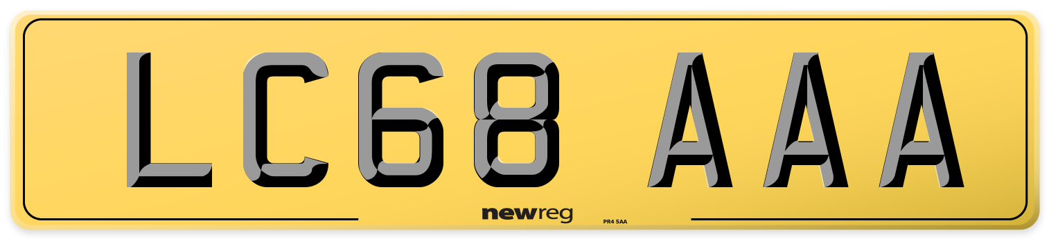 LC68 AAA Rear Number Plate