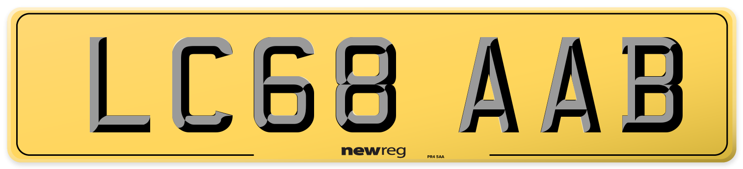 LC68 AAB Rear Number Plate
