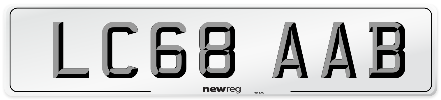 LC68 AAB Front Number Plate