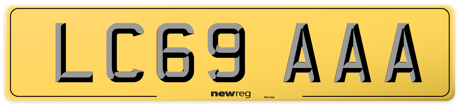 LC69 AAA Rear Number Plate