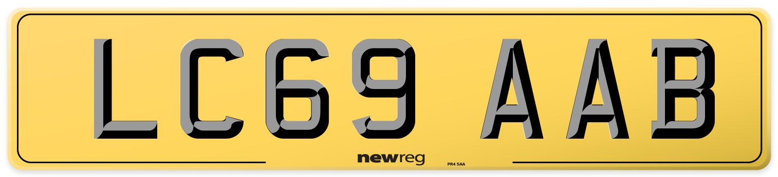 LC69 AAB Rear Number Plate