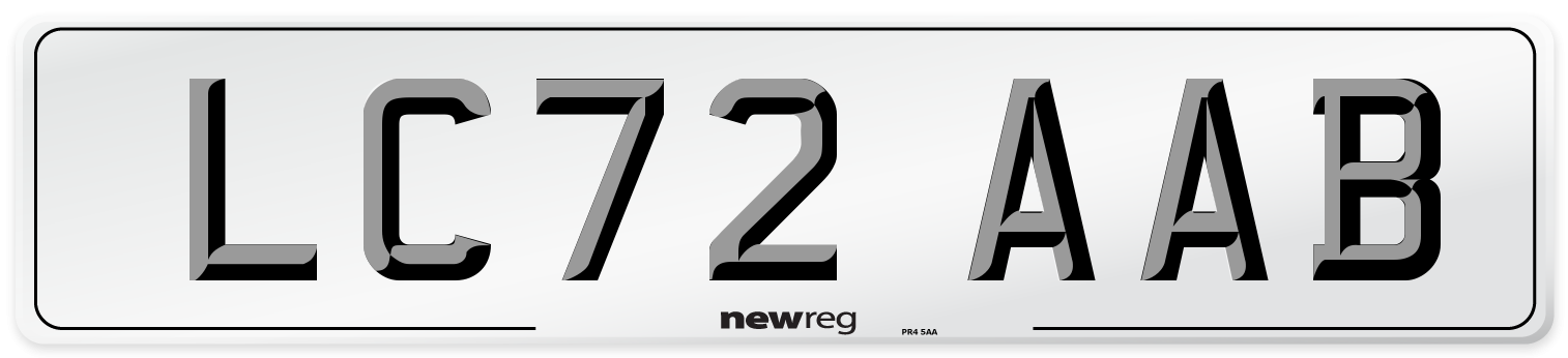 LC72 AAB Front Number Plate
