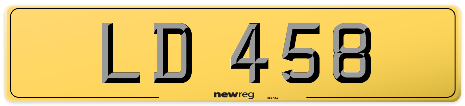 LD 458 Rear Number Plate