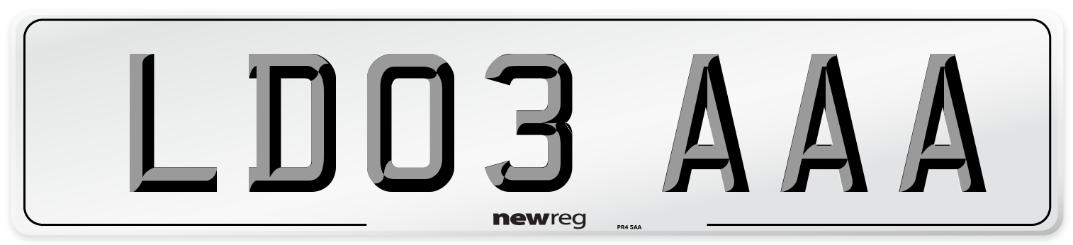 LD03 AAA Front Number Plate