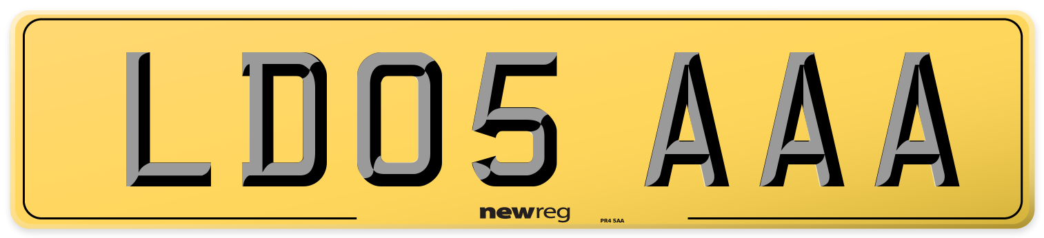 LD05 AAA Rear Number Plate