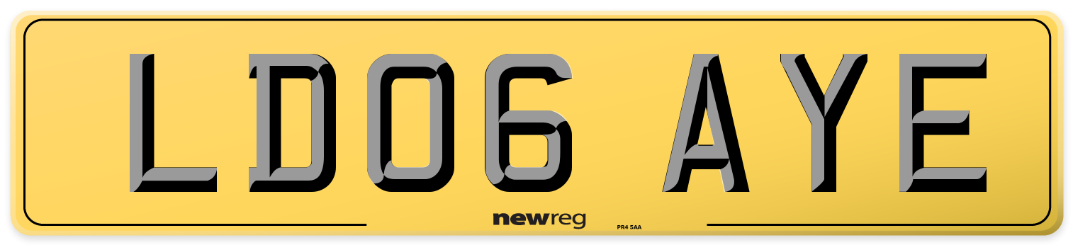 LD06 AYE Rear Number Plate