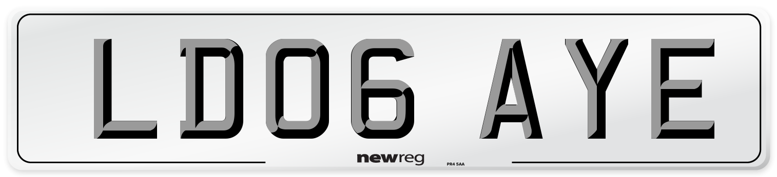 LD06 AYE Front Number Plate