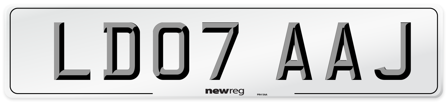 LD07 AAJ Front Number Plate