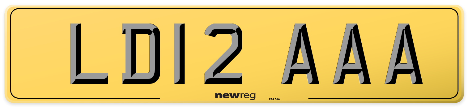 LD12 AAA Rear Number Plate