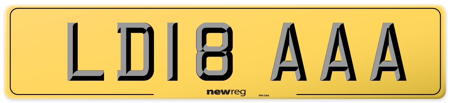LD18 AAA Rear Number Plate