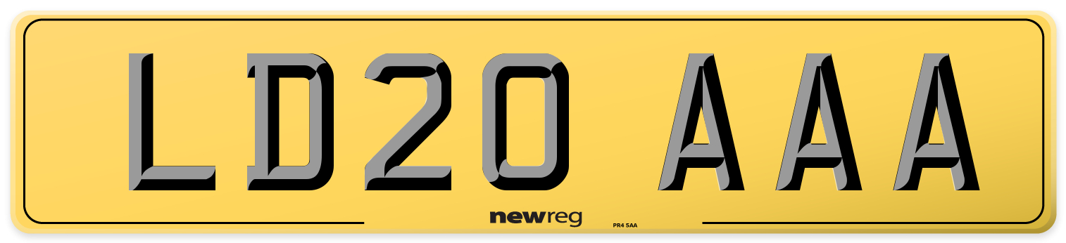 LD20 AAA Rear Number Plate
