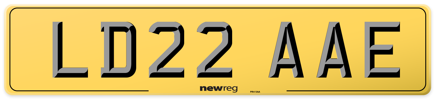 LD22 AAE Rear Number Plate