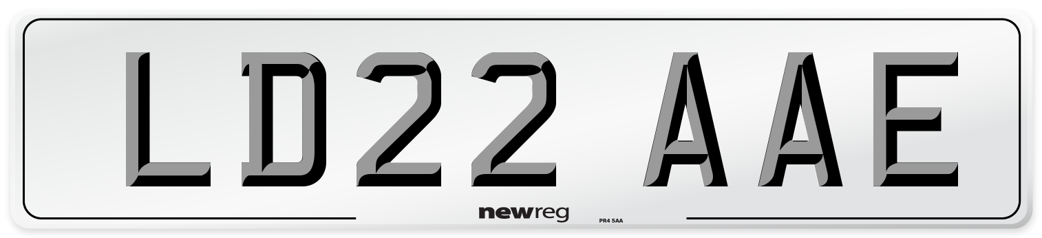 LD22 AAE Front Number Plate