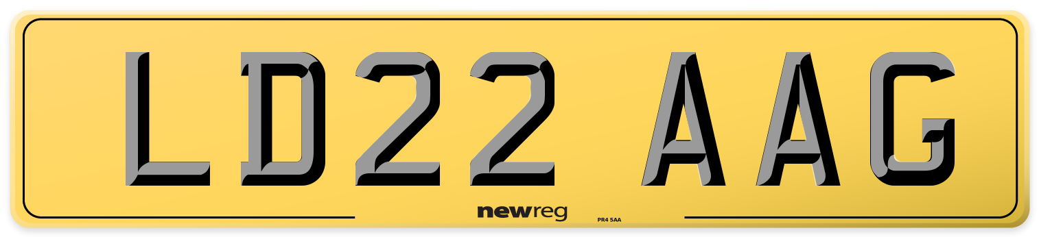 LD22 AAG Rear Number Plate