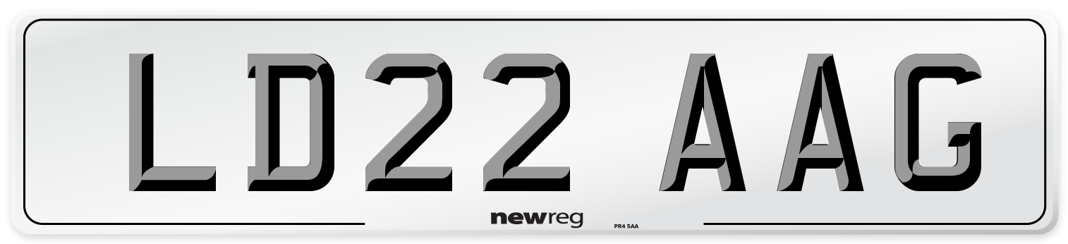 LD22 AAG Front Number Plate