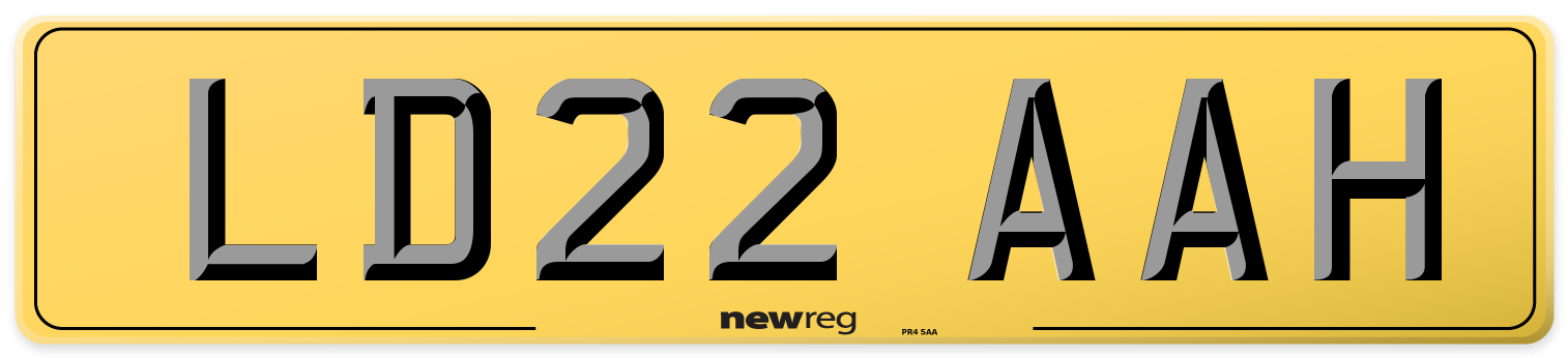 LD22 AAH Rear Number Plate