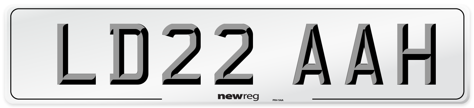 LD22 AAH Front Number Plate