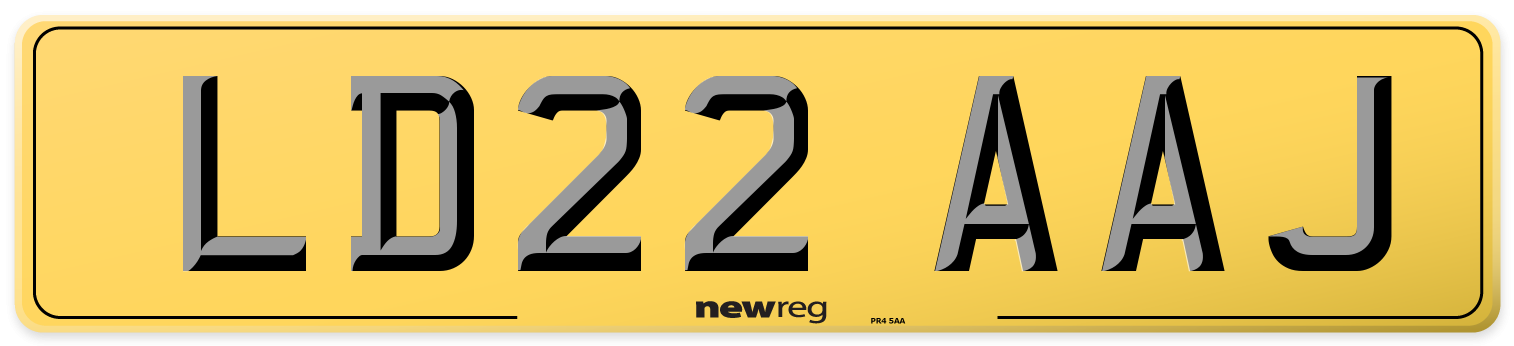 LD22 AAJ Rear Number Plate