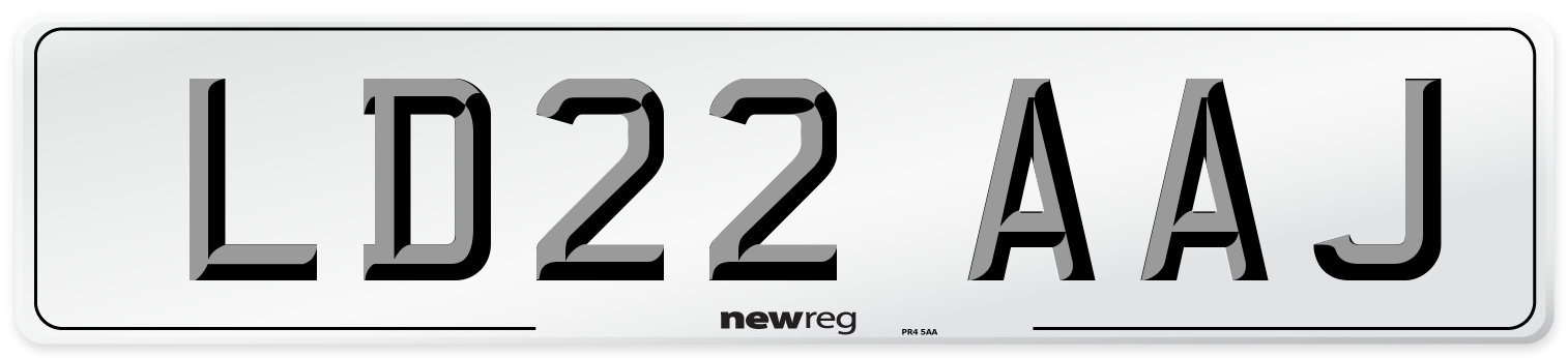 LD22 AAJ Front Number Plate