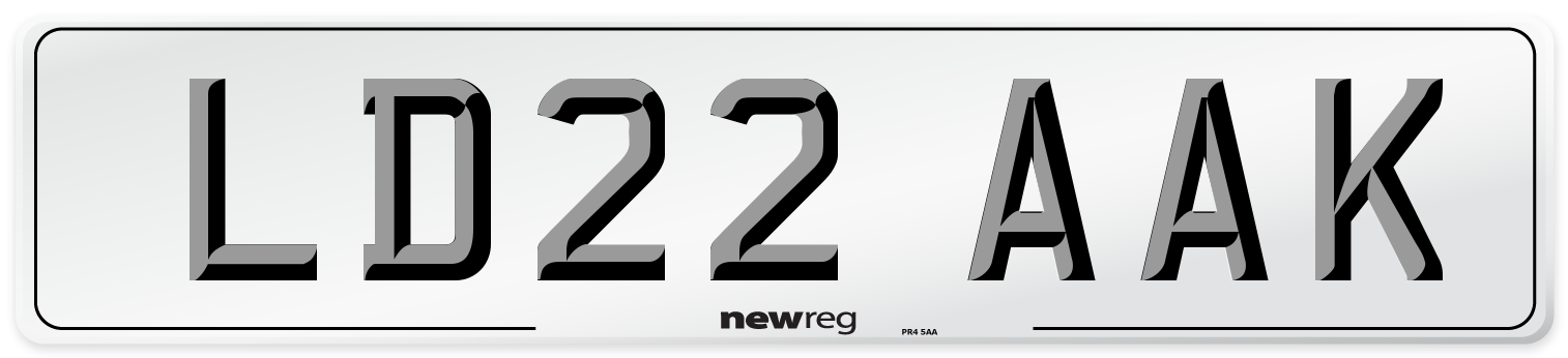 LD22 AAK Front Number Plate