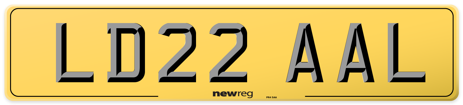 LD22 AAL Rear Number Plate
