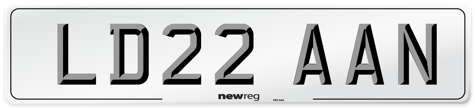 LD22 AAN Front Number Plate
