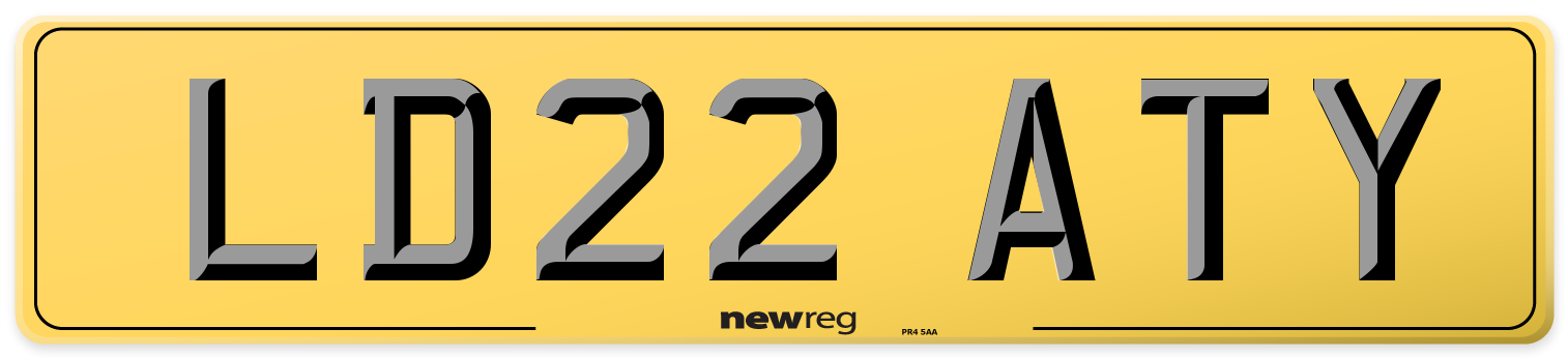 LD22 ATY Rear Number Plate