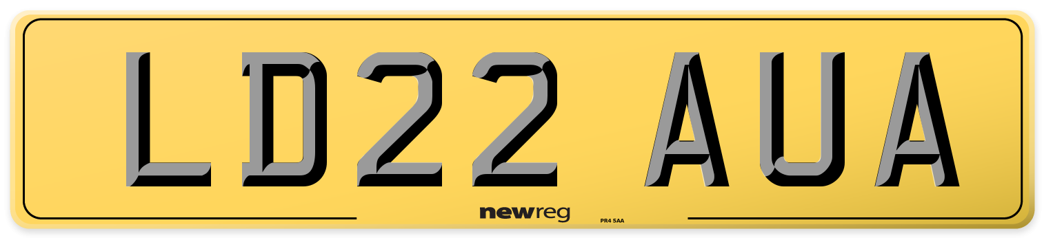 LD22 AUA Rear Number Plate