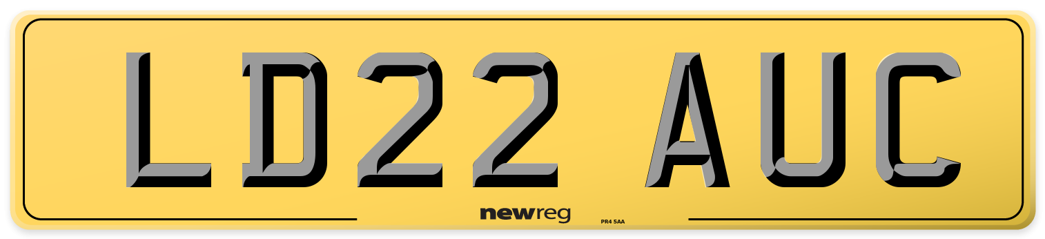 LD22 AUC Rear Number Plate