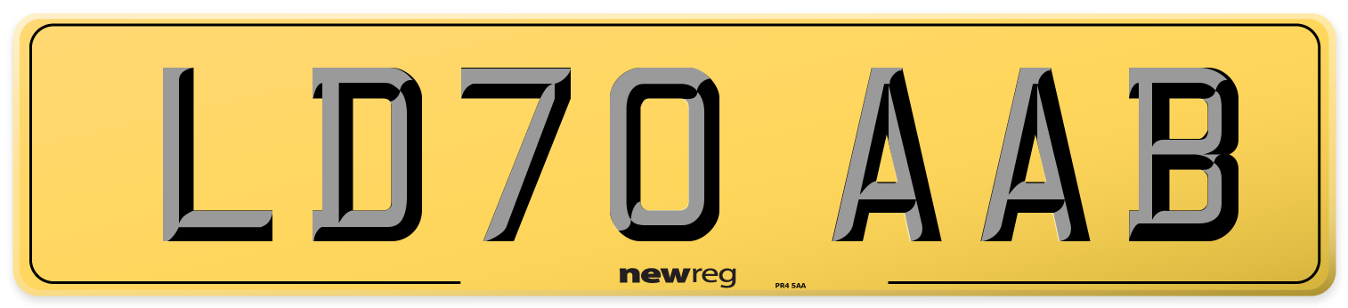 LD70 AAB Rear Number Plate