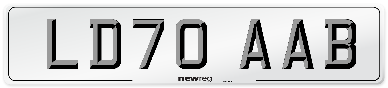 LD70 AAB Front Number Plate