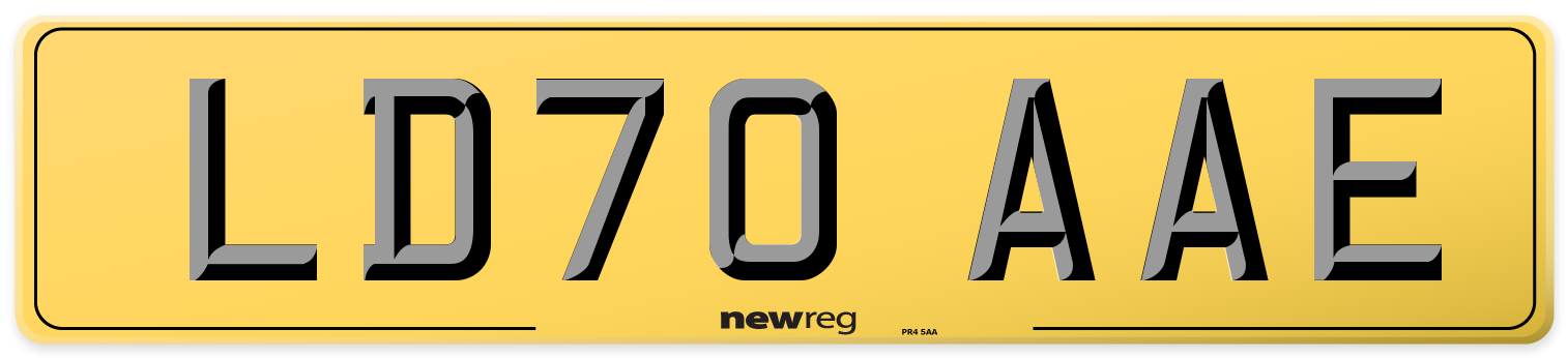 LD70 AAE Rear Number Plate
