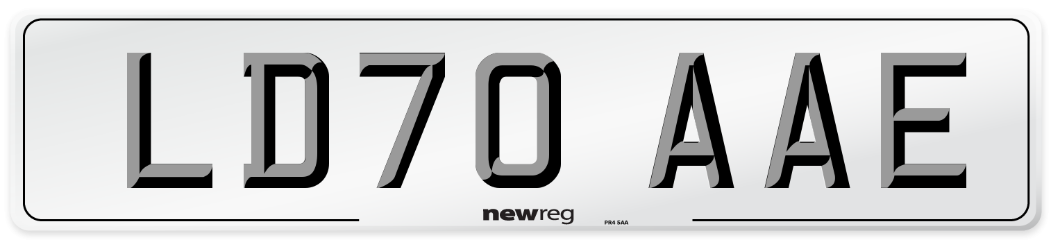 LD70 AAE Front Number Plate