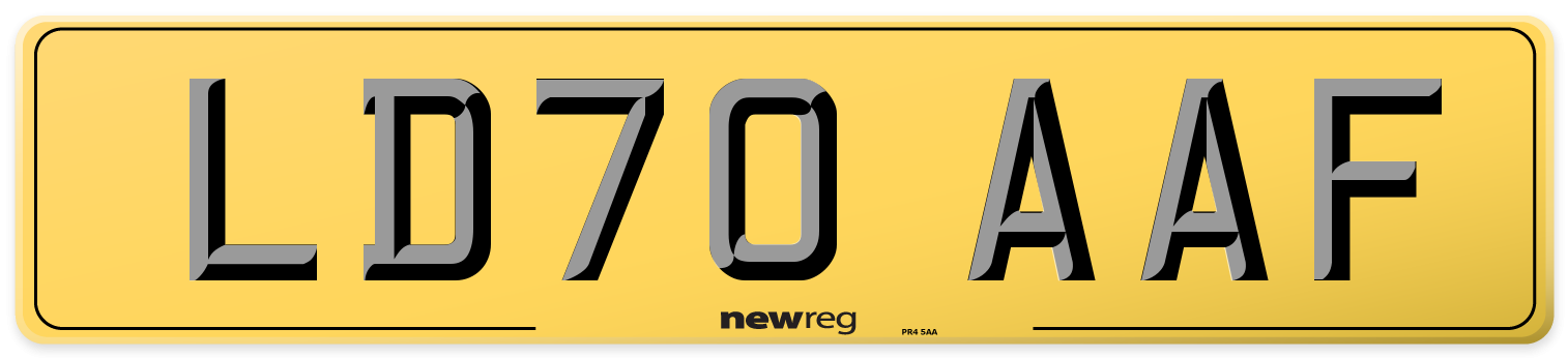 LD70 AAF Rear Number Plate