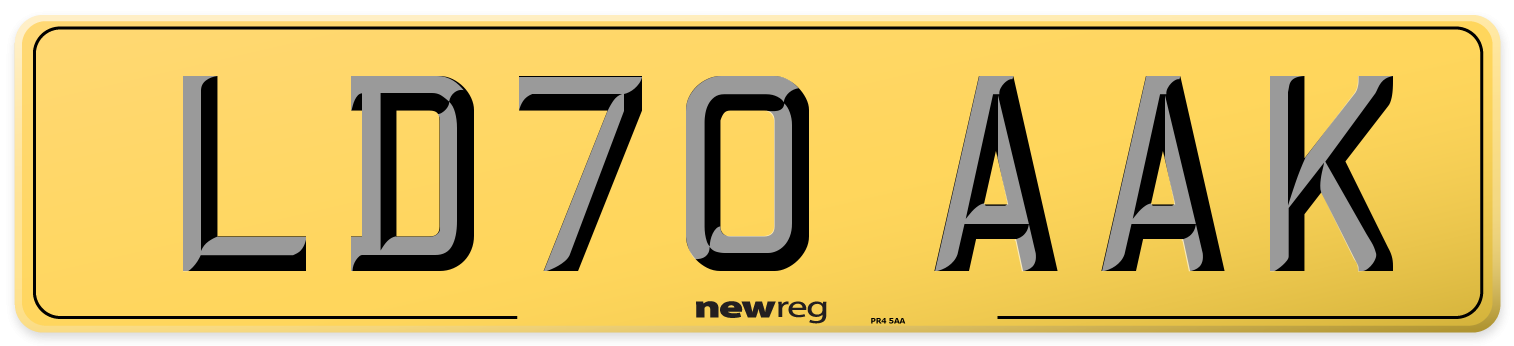 LD70 AAK Rear Number Plate