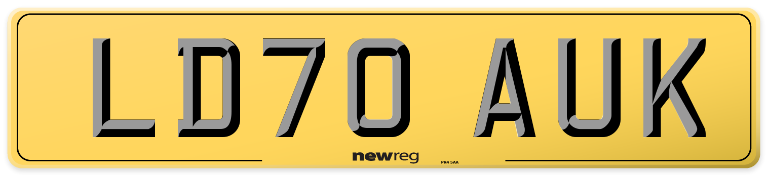 LD70 AUK Rear Number Plate