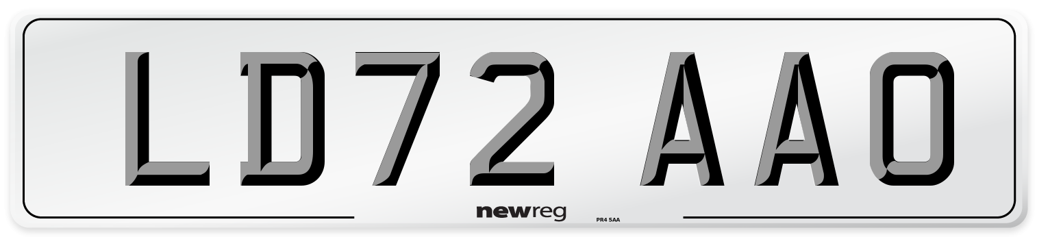 LD72 AAO Front Number Plate