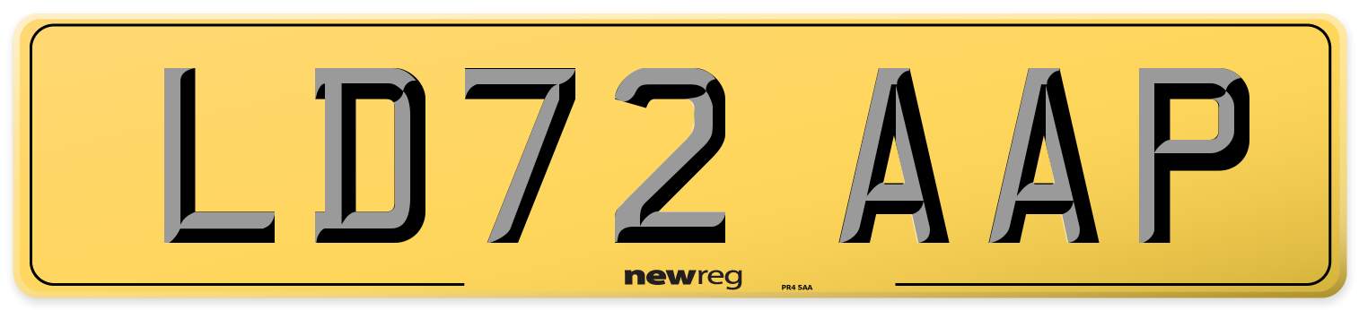 LD72 AAP Rear Number Plate