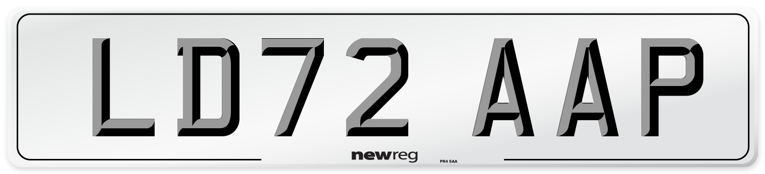 LD72 AAP Front Number Plate