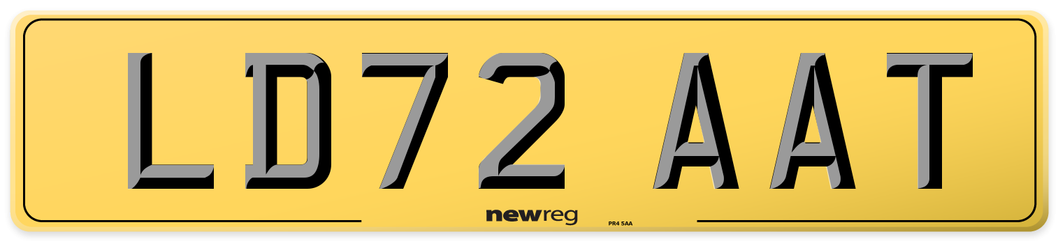 LD72 AAT Rear Number Plate