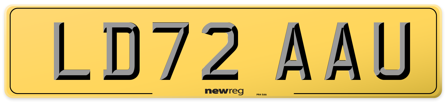 LD72 AAU Rear Number Plate