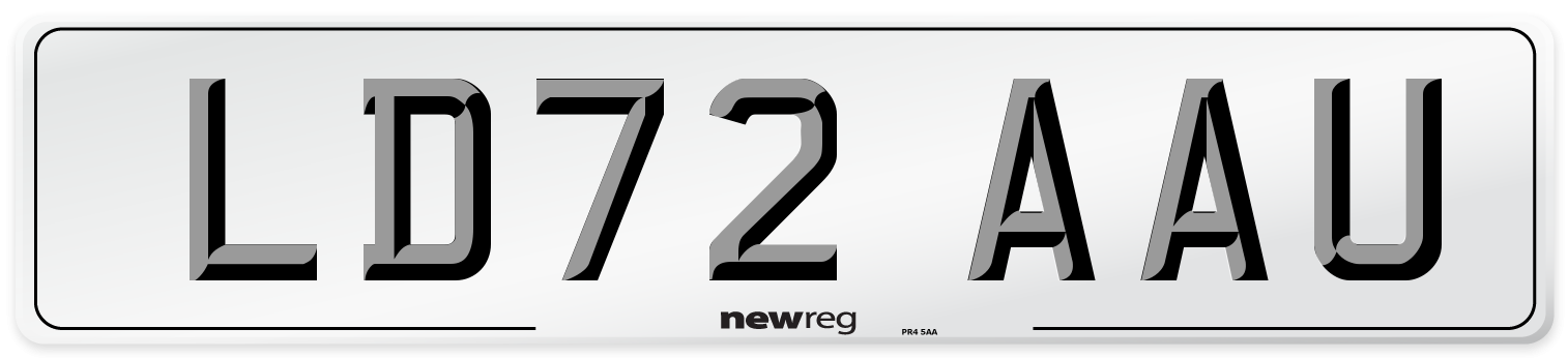 LD72 AAU Front Number Plate