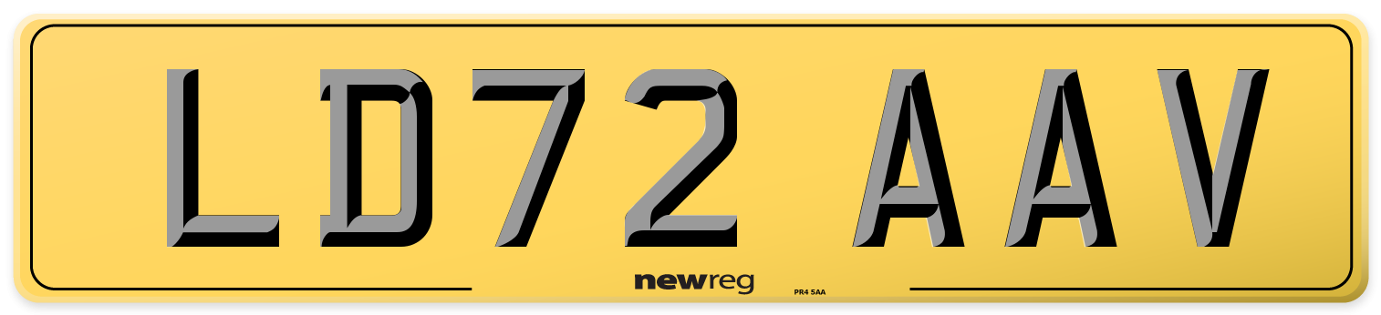 LD72 AAV Rear Number Plate