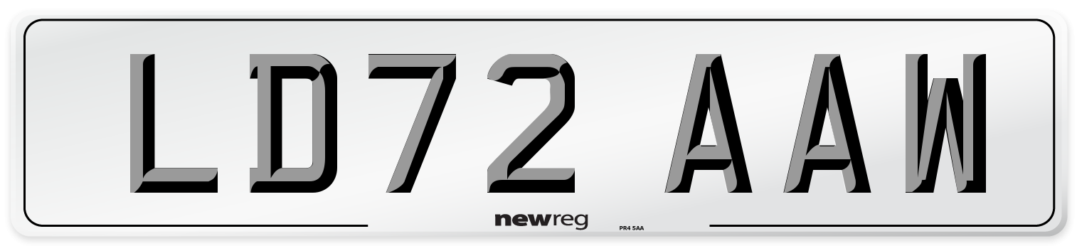 LD72 AAW Front Number Plate