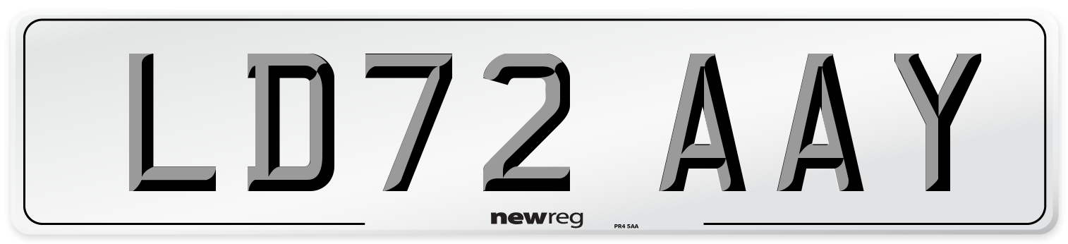 LD72 AAY Front Number Plate