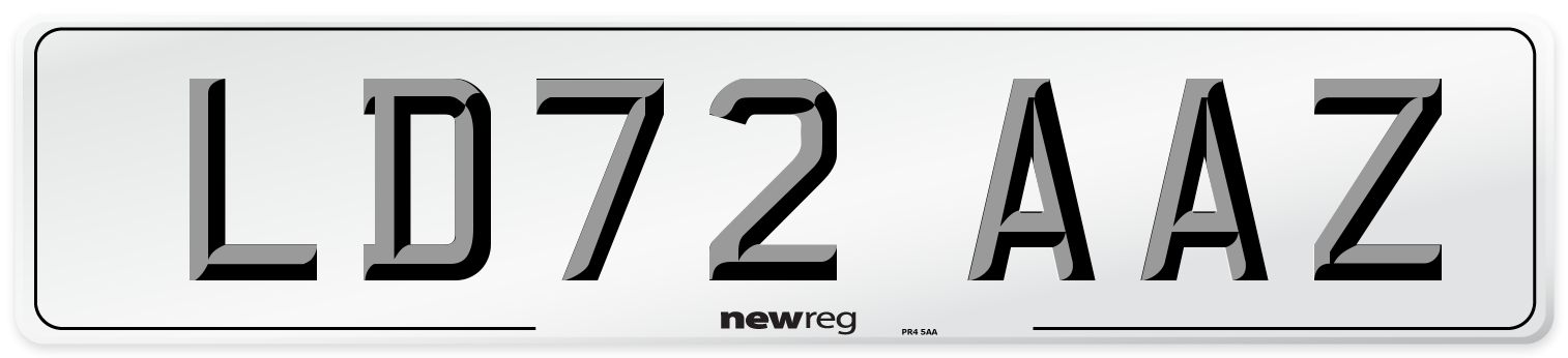 LD72 AAZ Front Number Plate