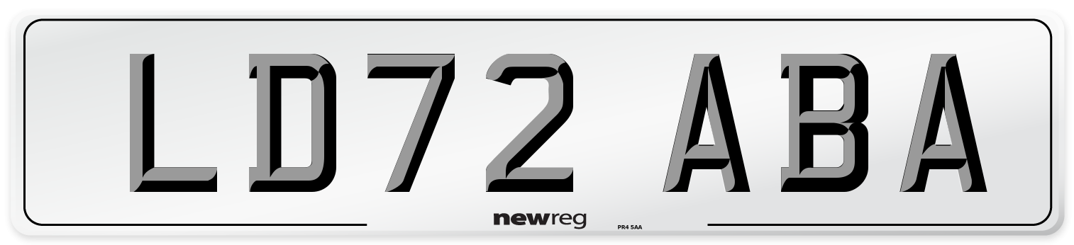LD72 ABA Front Number Plate