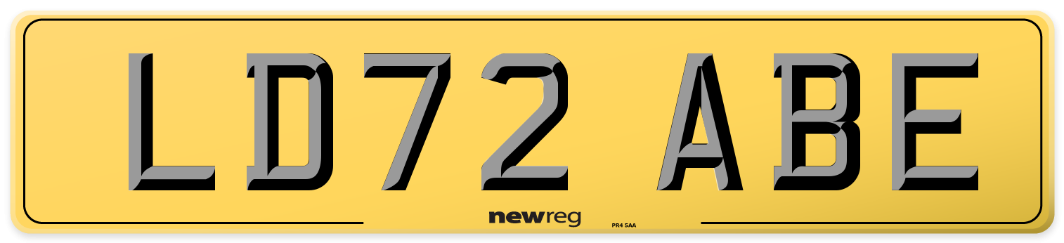 LD72 ABE Rear Number Plate