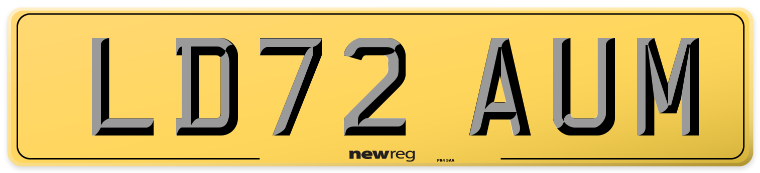 LD72 AUM Rear Number Plate