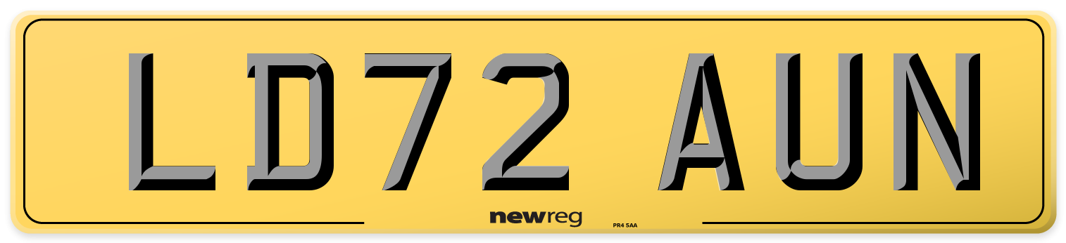LD72 AUN Rear Number Plate